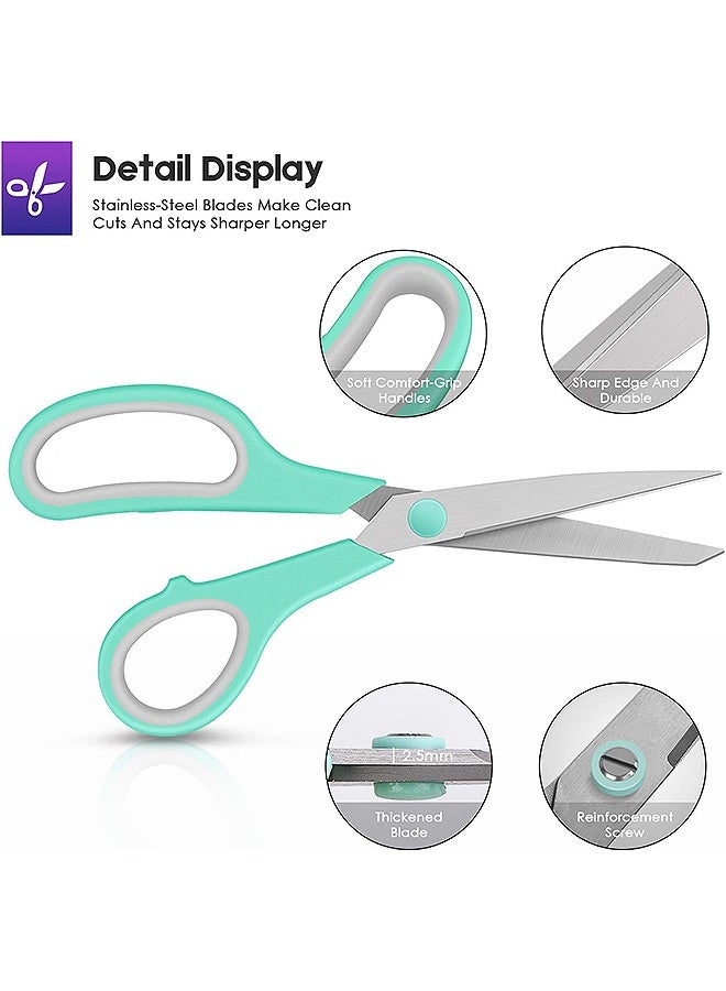 إم إكس إن 3 قطع مقص متعدد الأغراض، مقص حاد للحرف اليدوية مع قبضة مريحة، لملحقات مكتب الخياطة والأقمشة والحرف المنزلية واللوازم المدرسية للمعلمين - Image 3