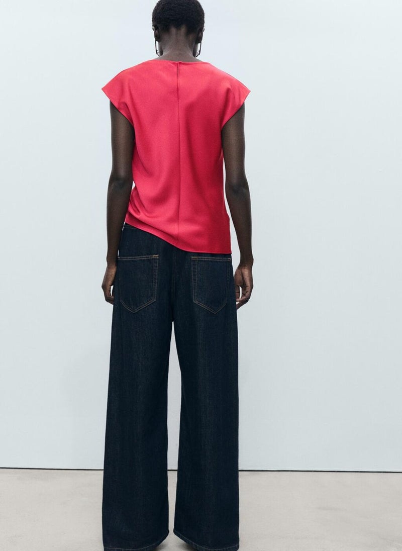 MANGO Satin Blouse With Draped Neck  - Image 2