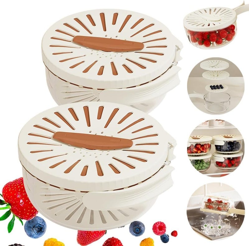 PARSPAR Fruit Draining Basket with Lid 2 in 1 Multifunctional Drain Basket with Handle Portable Food Storage Container for Fridge Outdoor Picnic for Washing Fruit Food Storage Multicolor - Image 1