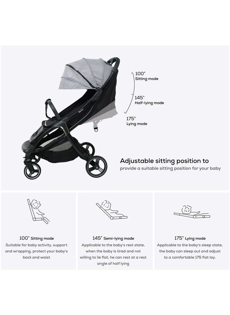 Nurtur Aluminum Alloy Baby Stroller Storage Basket Detachable Bumper 5 Point Safety Harness Compact Foldable Design  - Image 4