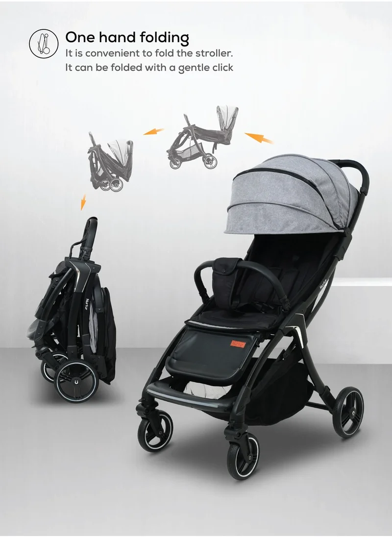 نورتر Aluminum Alloy Baby Stroller Storage Basket Detachable Bumper 5 Point Safety Harness Compact Foldable Design