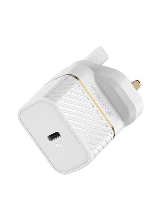 Otterbox Rugged Fast Compact Wall Charger UK Plug 20W For USB C Devices White - Image 1