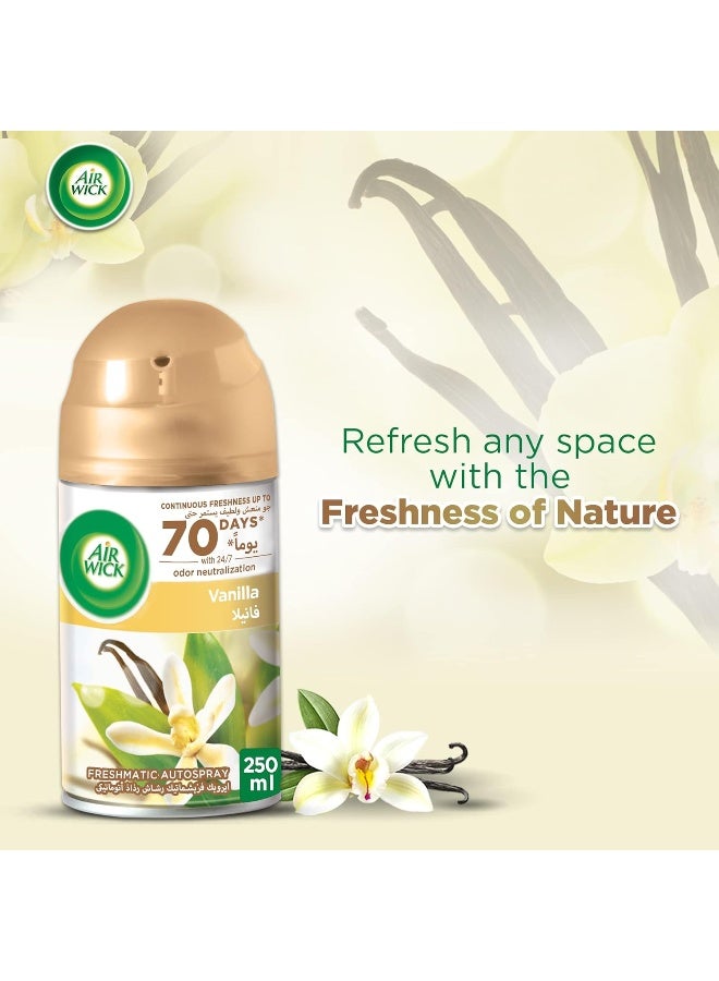 Air Wick مجموعة رش الهواء ويك فريش ماتيكس، عطر الفانيليا، تقضي على الروائح الكريهة مثل رائحة فضلات القطط، 250 مل - Image 2