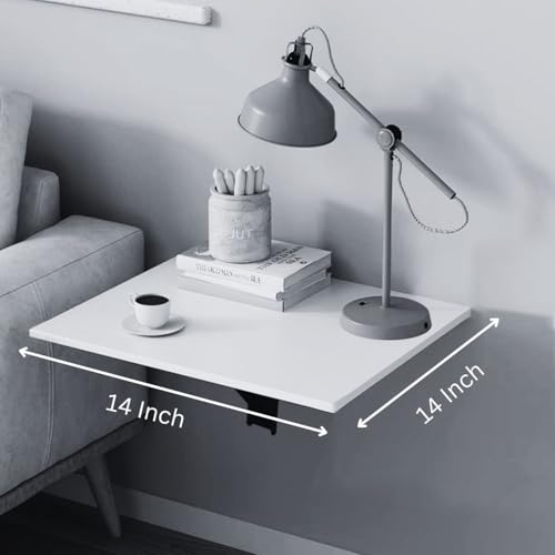 QARA Wooden Finish Wall Mounted Folding Coffee and Tea Table, Drop-Leaf Folding Bed Side Table and Study, Mini Laptop Table for Home(Pearl White) - Image 2