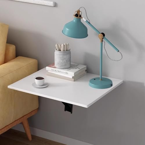 QARA Wooden Finish Wall Mounted Folding Coffee and Tea Table, Drop-Leaf Folding Bed Side Table and Study, Mini Laptop Table for Home(Pearl White) - Image 1