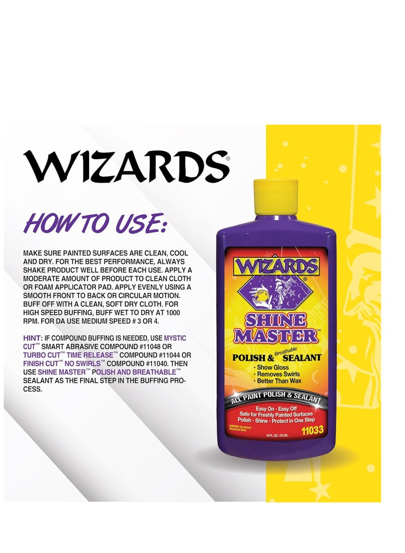WIZARDS Wizards Shine Master Polish and Sealant - Cleans, Polishes and Seals Paint in One - Non-Carnauba Wax-Based Boat Water Spot Remover - Wax Replacement for Boat and Car Detailing Supplies - 16 oz - Image 3