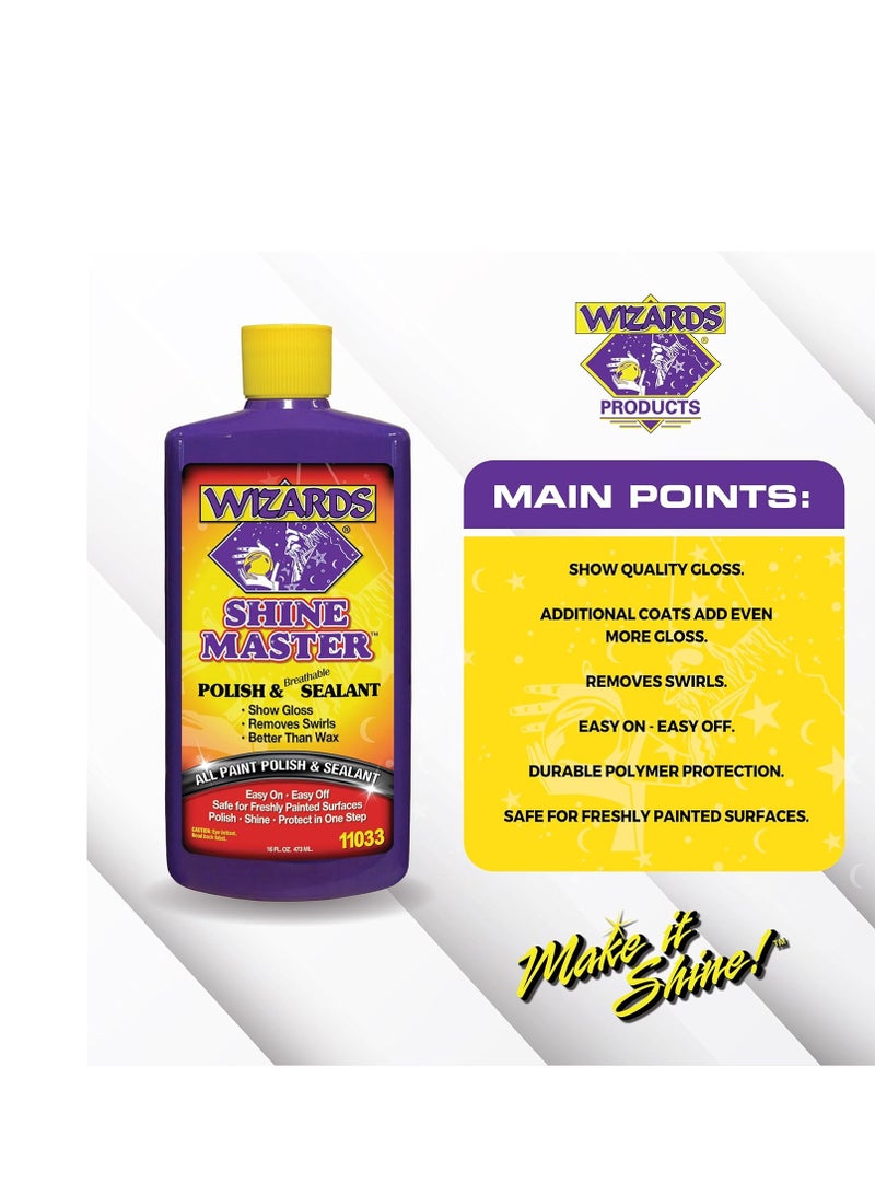 WIZARDS Wizards Shine Master Polish and Sealant - Cleans, Polishes and Seals Paint in One - Non-Carnauba Wax-Based Boat Water Spot Remover - Wax Replacement for Boat and Car Detailing Supplies - 16 oz - Image 4