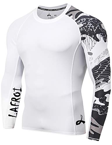 LAFROI Men's Long Sleeve UPF 50+ Baselayer Skins Performance Fit Compression Rash Guard-CLYYB (Asym Trace LG) - Image 1