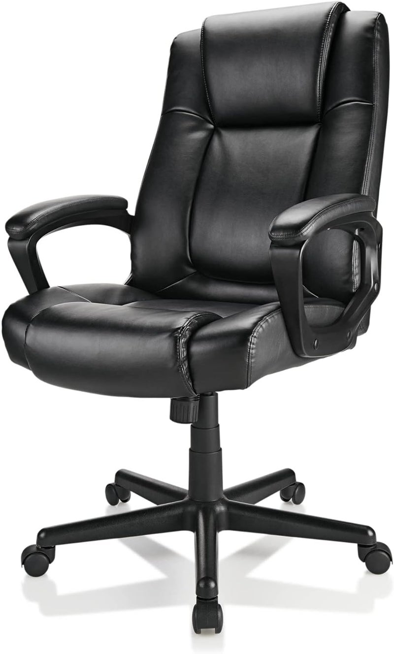 Realspace Hurston Bonded Leather HighBack Executive Office Chair Black BIFMA Compliant - Image 4