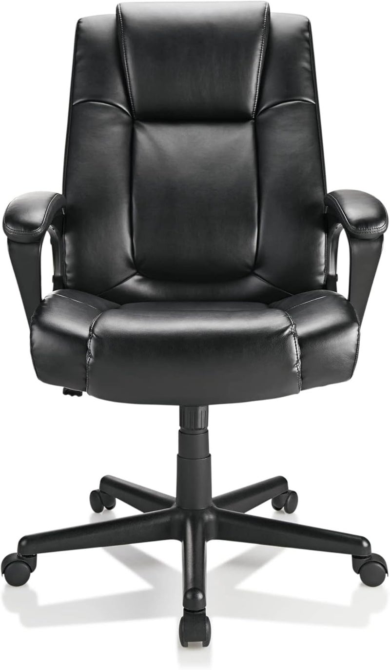 Realspace Hurston Bonded Leather HighBack Executive Office Chair Black BIFMA Compliant - Image 3