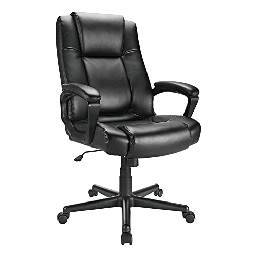 Realspace Hurston Bonded Leather HighBack Executive Office Chair Black BIFMA Compliant - Image 1