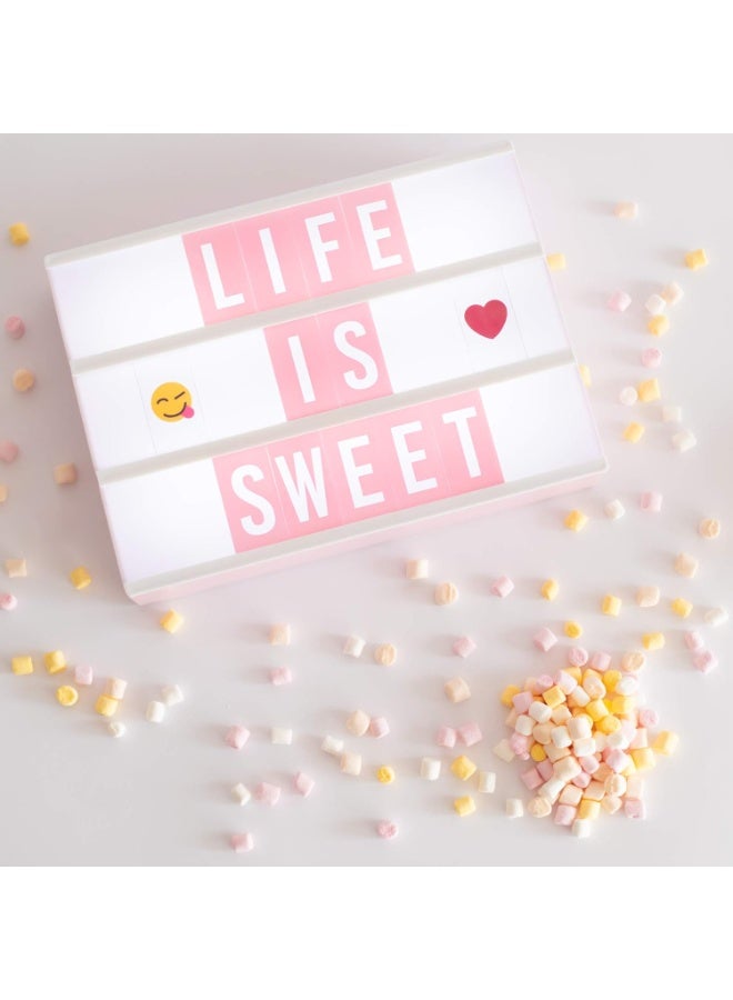 BONNYCO Pink Cinema Light Box with 400 Letters, Emojis, 2 Markers. Led Light Box Home Office and Room Decor, Cinema Led Sign Letters Board. Gifts for Women Girls Christmas Birthdays, Pink Decor - Image 2