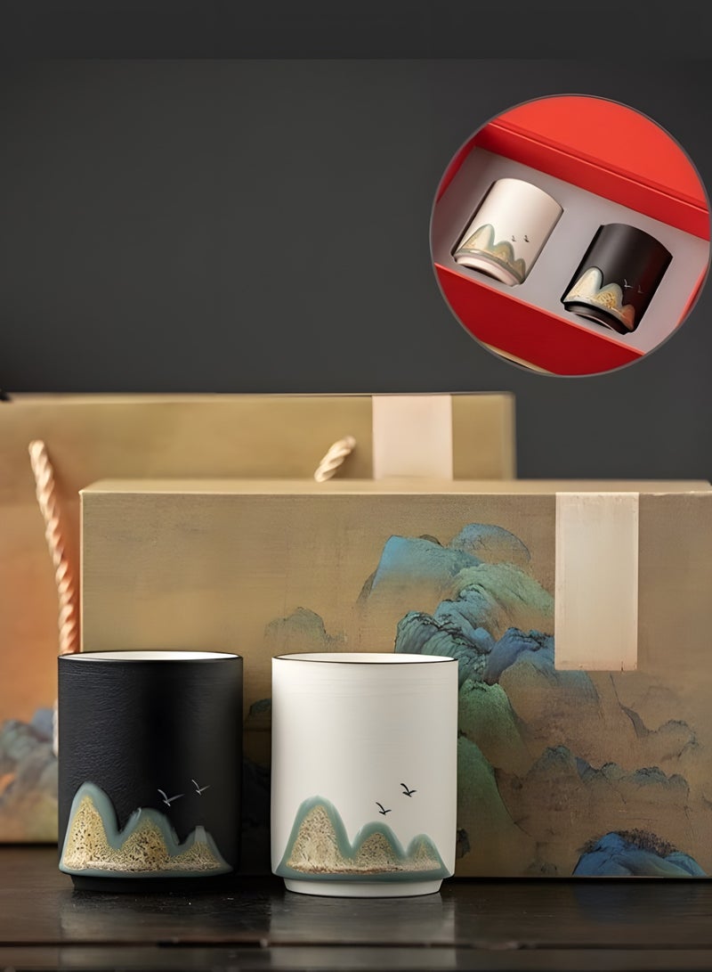 2 Ceramic Espresso V60 Coffee/Tea Cups Arabic Mug (Nice Packaging, Used as Gift, 175mL Each) - Image 1