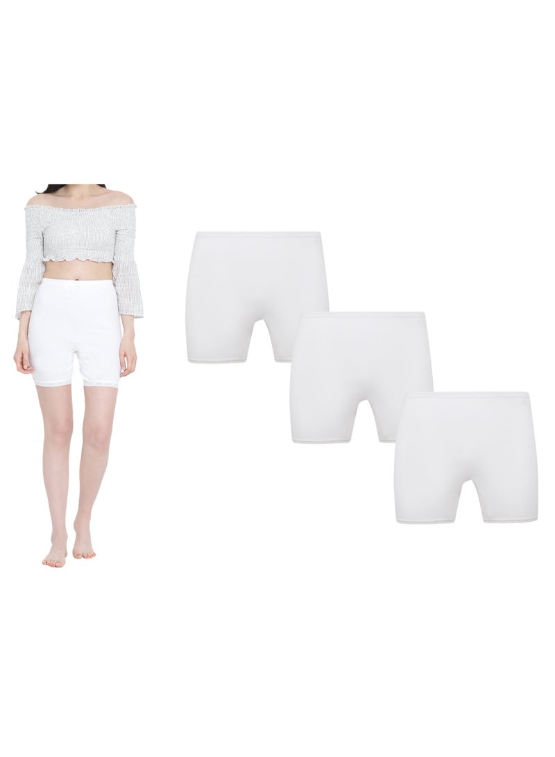 BYC GIRLS COTTON BOXER SHORT BRIEF (PACK OF 3) - WHITE  - Image 2