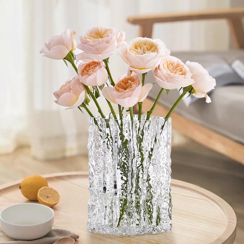 Aoderun Glass Vase Crystal Vase Heavy Duty Large Flower Vase for Dining Table Kitchen Office Home Shelf Wedding Living Room Centerpieces(Clear) - Image 3