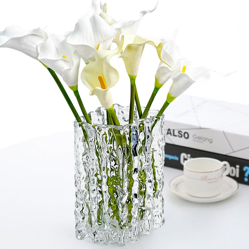 Aoderun Glass Vase Crystal Vase Heavy Duty Large Flower Vase for Dining Table Kitchen Office Home Shelf Wedding Living Room Centerpieces(Clear) - Image 2