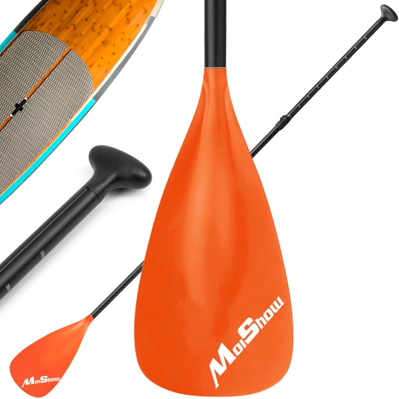 MoiShow SUP Paddle - Adjustable 3 Pieces Stand Up Paddle Board Paddle with Unique Lock Design Floating Alloy Shaft Paddleboard Paddle - Image 1