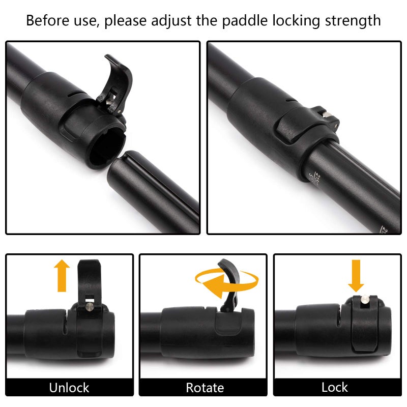 MoiShow SUP Paddle - Adjustable 3 Pieces Stand Up Paddle Board Paddle with Unique Lock Design Floating Alloy Shaft Paddleboard Paddle - Image 5