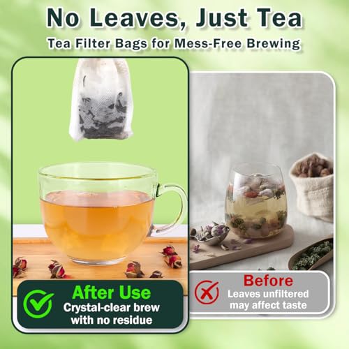 POSTANTIN 400Pcs Disposable Tea Bags for Loose Leaf Tea, Empty Tea Filter Bags for Cooking, Infuser Sachets for Spice, Coffee, Herb and More (3.54x2.75 Inch) - Image 4