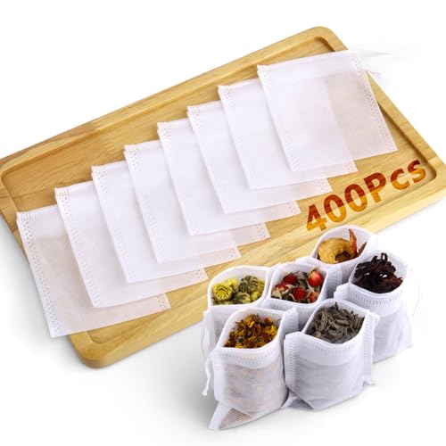 POSTANTIN 400Pcs Disposable Tea Bags for Loose Leaf Tea, Empty Tea Filter Bags for Cooking, Infuser Sachets for Spice, Coffee, Herb and More (3.54x2.75 Inch) - Image 1