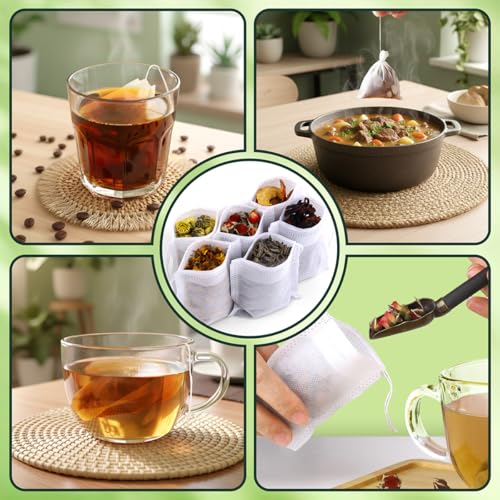 POSTANTIN 400Pcs Disposable Tea Bags for Loose Leaf Tea, Empty Tea Filter Bags for Cooking, Infuser Sachets for Spice, Coffee, Herb and More (3.54x2.75 Inch) - Image 5