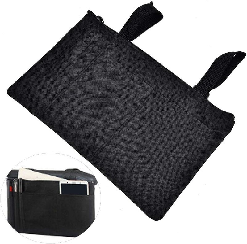 klarako Wheelchair Carry Bag for Arm Rest Pouch for Rollator Walkers Chairs and Knee Scooters Side Storage Organizer for Elderly Seniors Adults Lightweight and Heavy Duty Travel Tote(Black) Black - Image 1