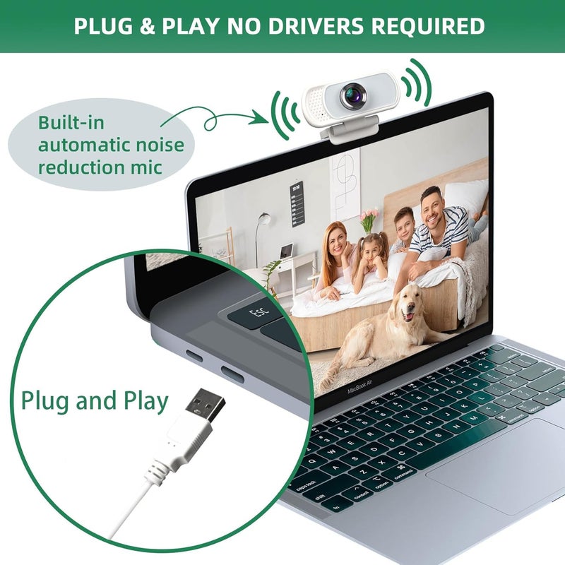 XPCAM Full HD 1080P Webcam with Privacy Shutter and Tripod, Pro Streaming Web Camera with Microphone, Widescreen USB Computer Camera for Laptop Desktop - Image 4