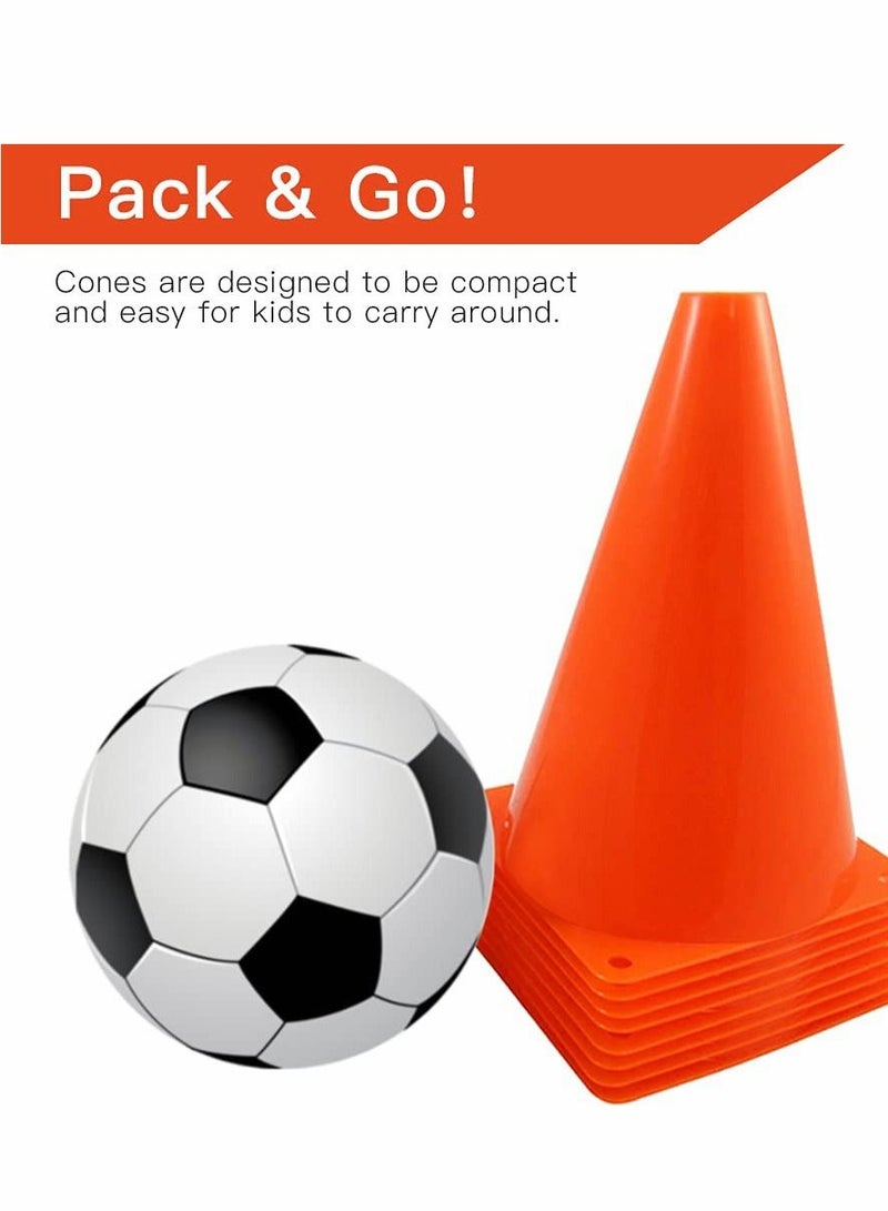 Excefore 7 Inch Plastic Traffic Cones 12Pcs Sport Training Agility Marker Cone for Soccer, Skating, Football, Basketball, Indoor and Outdoor Games - Image 3