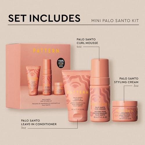 PATTERN Beauty by Tracee Ellis Ross Palo Santo Mini Kit features our Bestsellling Formulas Palo Santo LeaveIn Conditioner Palo Santo Curl Mousse Palo Santo Styling Cream in Mini Travel Sizes - Image 3