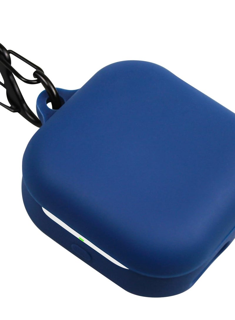 Soft Silicone Shockproof Case for Echo Buds 2023 with Carabiner and Front LED Visibility in Blue and Black - Image 1