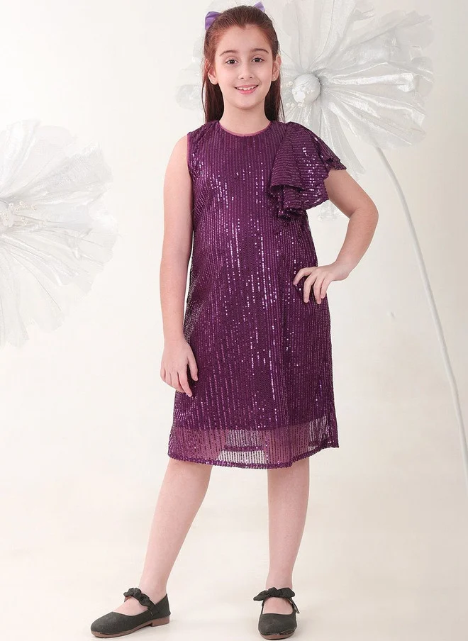 Bonkids BONKIDS Purple Satin Fit & Flare Dress