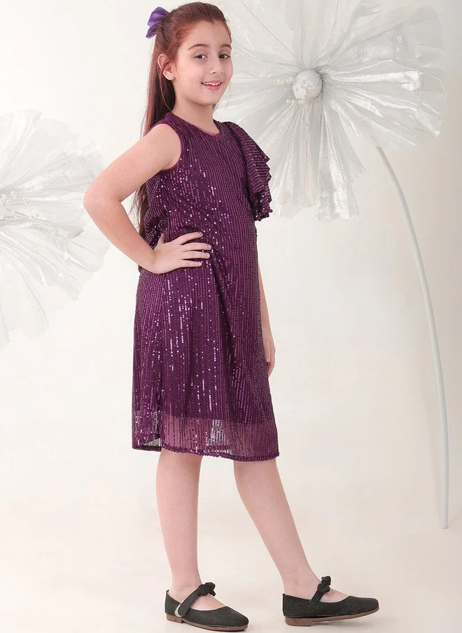 Bonkids BONKIDS Purple Satin Fit & Flare Dress