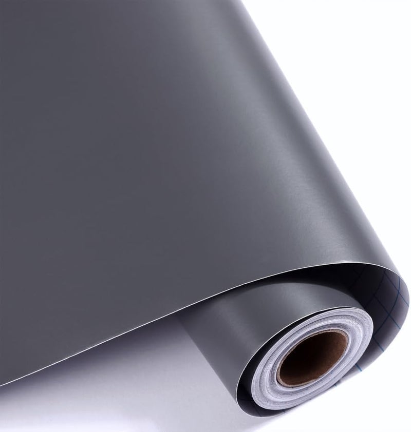 HAPPYMATES Solid Dark Matte Grey Vinyl Wrap Adhesive Car Body Film Sticker Decal Sheet Roll With Air Bubble Release DIY (12 x 78 Inch) - Image 1