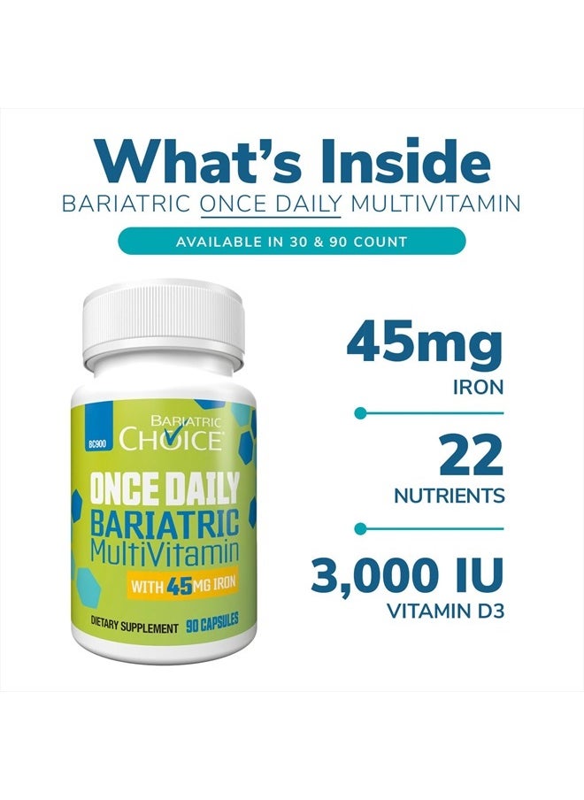 Bariatric Choice - Once Daily Bariatric Multivitamin Capsule with 45 mg of Iron (90ct) - Image 1