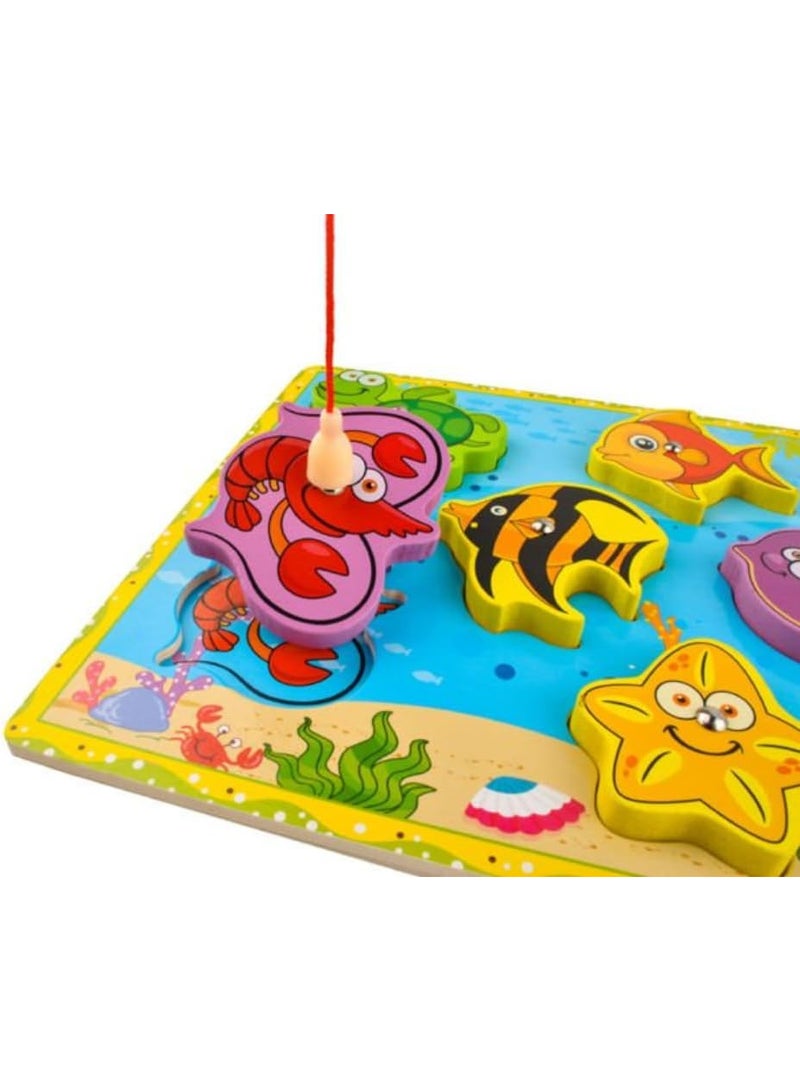 لغز الصيد المغناطيسي، ألعاب صيد خشبية مغناطيسية، ألعاب مونتيسوري التعليمية للأولاد والبنات - Image 4