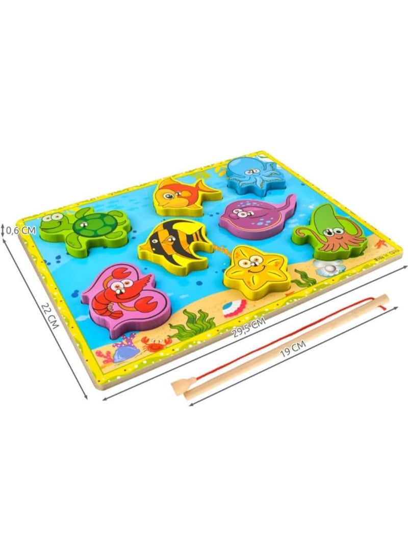 لغز الصيد المغناطيسي، ألعاب صيد خشبية مغناطيسية، ألعاب مونتيسوري التعليمية للأولاد والبنات - Image 5