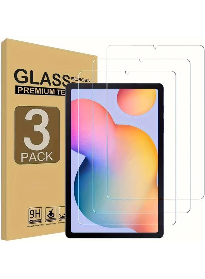 3pcs Tempered Glass Screen Protector For Samsung Galaxy Tab S6 Lite 10.4 Inch 2020 2022 2024 9H Hardness Glossy Finish Anti Fingerprint Scratch Resistant HD Clarity Easy Installation Tablet Screen Protection Pack Of 3 - Image 1