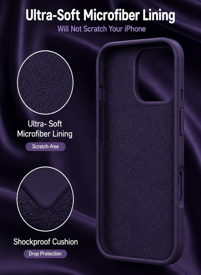 في آر كرييتيف غطاء حماية من السيليكون السائل لهاتف Apple iPhone 16 Pro Max مع بطانة من الألياف الدقيقة، غطاء خلفي رفيع من TPU الناعم المقاوم للصدمات - بنفسجي - Image 5
