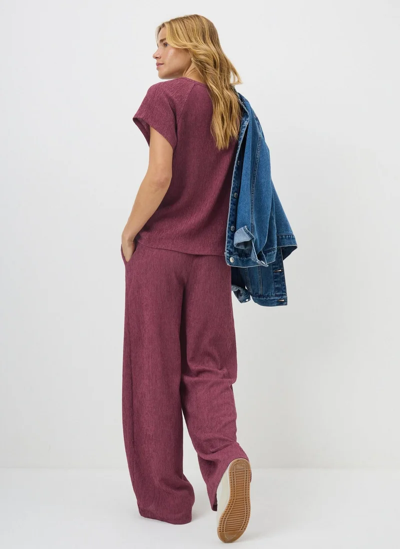Matalan Pink Raspberry Textured Co Ord Wide Leg Trousers for Women | Best Price UAE