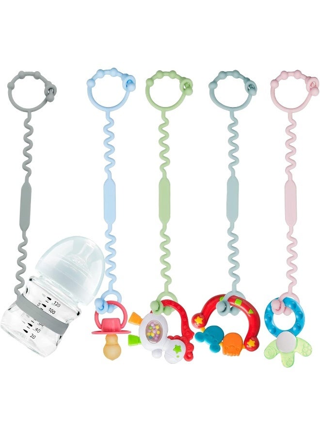 Yunaeduo Toy Straps for Baby, 5 Pack Silicone Toy Straps for Stroller, Toy Safety Straps for Teether Toy, Pacifier, Sippy Cup Straps, Adjustable Toy Holder for Stroller, High Chair - BPA Free - Image 1