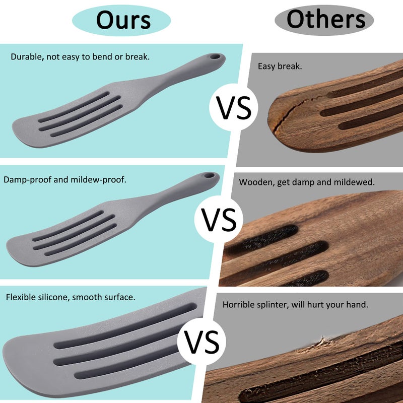 Tongjude Silicone Spurtle Set  Silicone Spatula Set  Heat Resistant Cooking Utensil for Nonstick Cookware  Serving Baking  Whisking  Smashing  Scooping  Spreading  7 Piece - Image 2