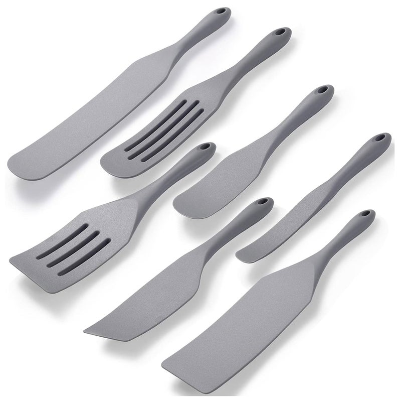 Tongjude Silicone Spurtle Set  Silicone Spatula Set  Heat Resistant Cooking Utensil for Nonstick Cookware  Serving Baking  Whisking  Smashing  Scooping  Spreading  7 Piece - Image 1