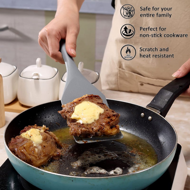 Tongjude Silicone Spurtle Set  Silicone Spatula Set  Heat Resistant Cooking Utensil for Nonstick Cookware  Serving Baking  Whisking  Smashing  Scooping  Spreading  7 Piece - Image 4