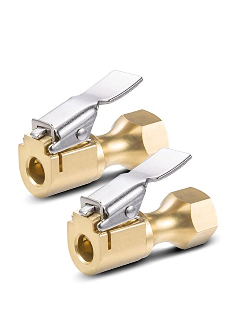 Air Chuck Durable, Convenient use,  Twist-on Tire Chuck Clip-on Air Chuck, Heavy Duty Closed Flow Lock on Tire Chuck with Clip for Inflator Gauge Compressor Accessories, Yellow - Image 1