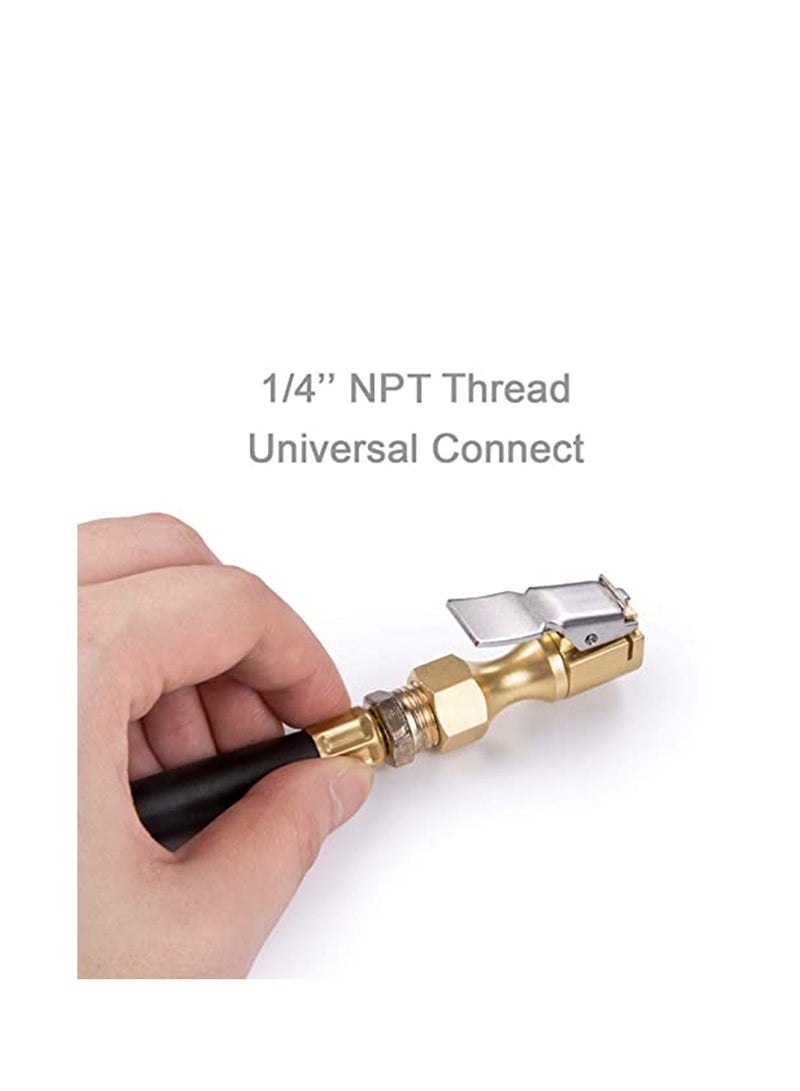 Air Chuck Durable, Convenient use,  Twist-on Tire Chuck Clip-on Air Chuck, Heavy Duty Closed Flow Lock on Tire Chuck with Clip for Inflator Gauge Compressor Accessories, Yellow - Image 3