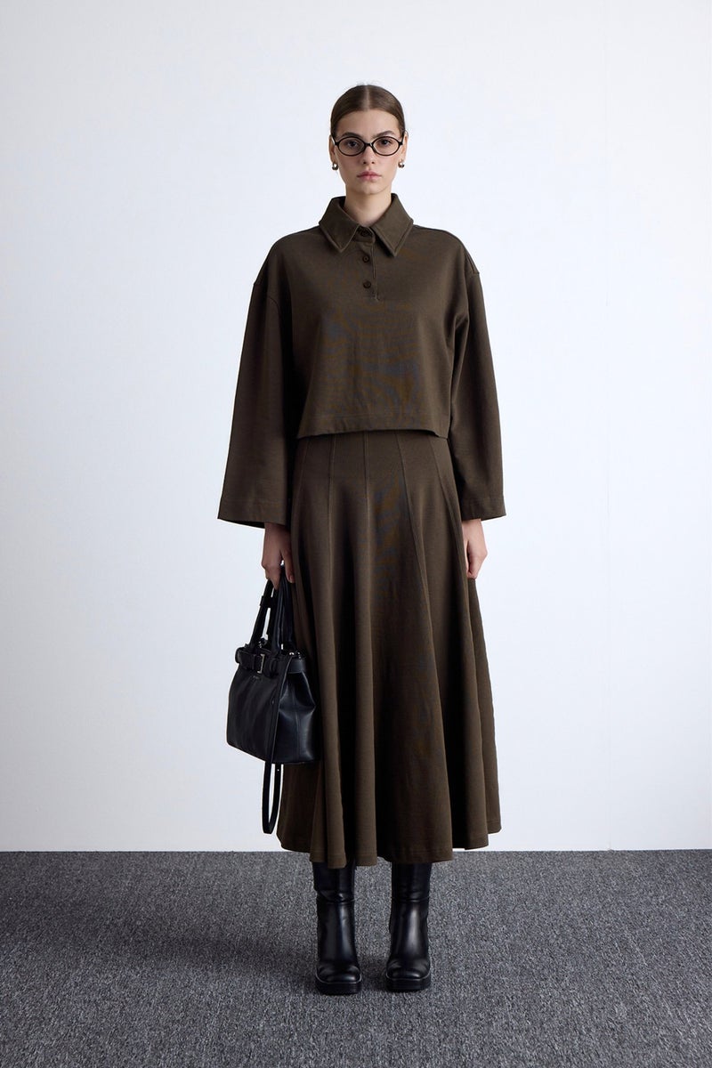 Manuka Premium Knitted Oversize Blouse Khaki  - Image 2