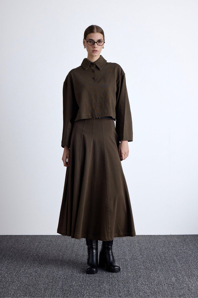 Manuka Premium Knitted Oversize Blouse Khaki  - Image 1