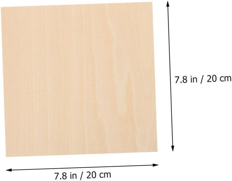 Uonlytech 10 قطع ألواح زيزفون غير مطلية 200x200x2 مم ألواح خشبية يدوية للهواة وصناعة النماذج، شرائح خشبية فارغة للحرق على الخشب ومشاريع الحرف اليدوية - Image 2