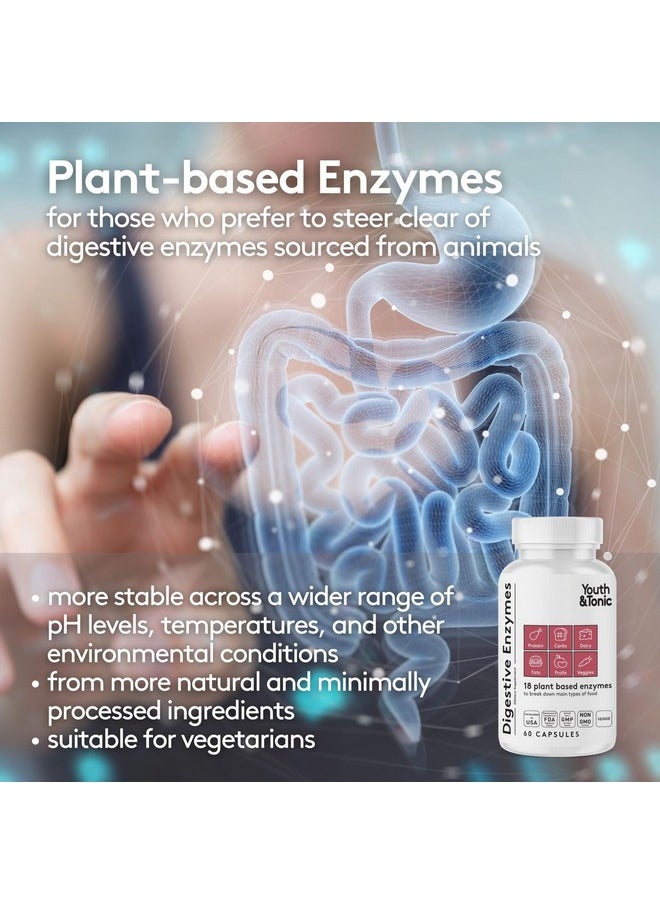 Youth & Tonic - Youth & Tonic Digestive Supplement for Bloating, Regularity & Gut Health. Full Spectrum Enzymes Probiotics & Prebiotics for Digestion to Break Down Food and to Use Daily, for Women & Men - 120 Pills - Image 1
