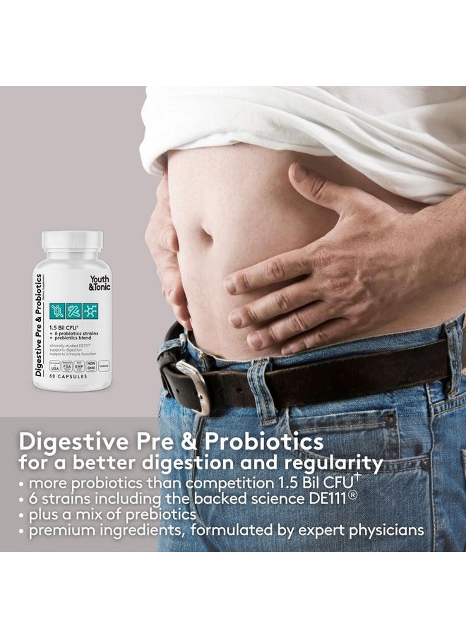 Youth & Tonic - Youth & Tonic Digestive Supplement for Bloating, Regularity & Gut Health. Full Spectrum Enzymes Probiotics & Prebiotics for Digestion to Break Down Food and to Use Daily, for Women & Men - 120 Pills - Image 1